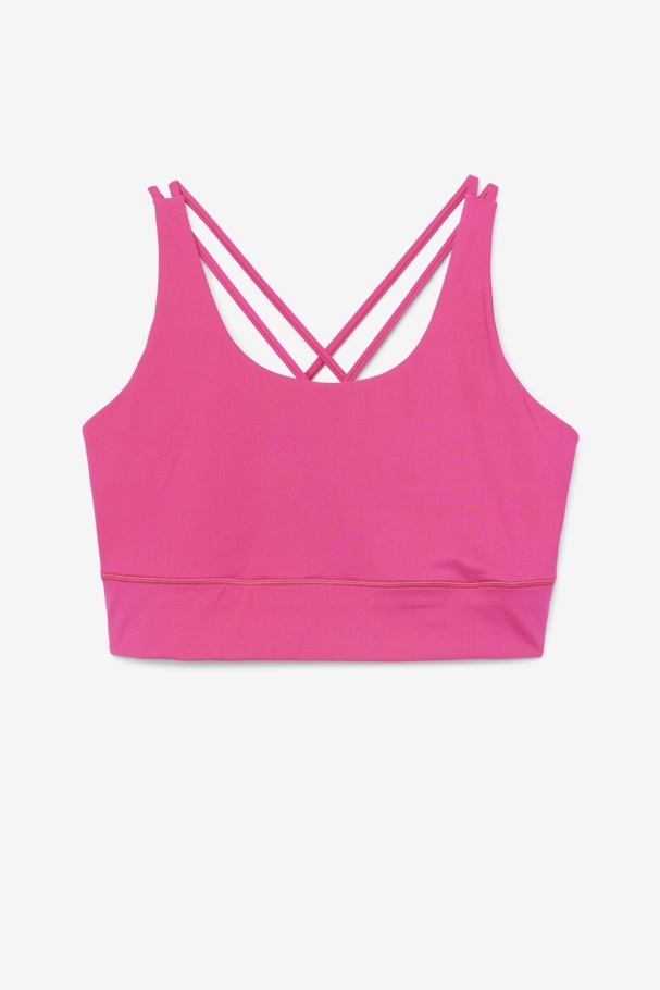 Bright Pink Fila UK Uplift Cross Back Bra Top