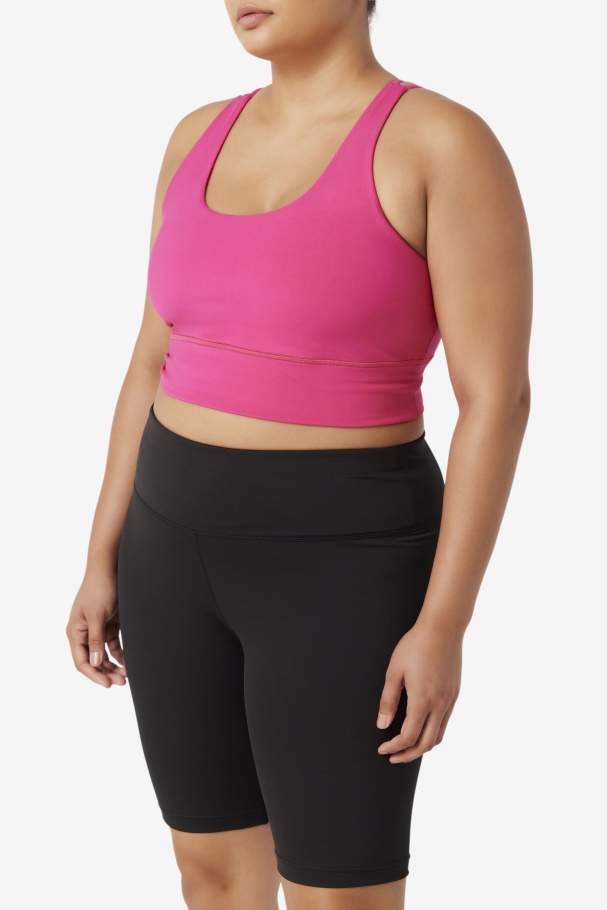 Bright Pink Fila UK Uplift Cross Back Bra Top