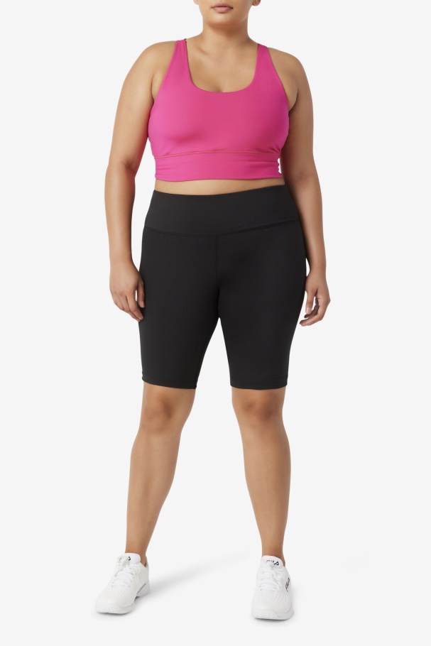 Bright Pink Fila UK Uplift Cross Back Bra Top