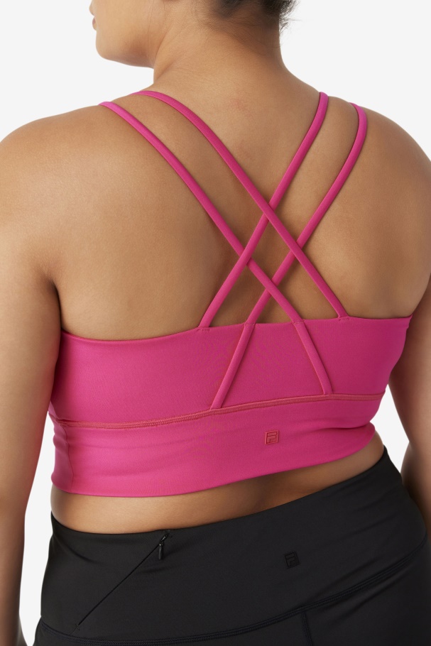 Bright Pink Fila UK Uplift Cross Back Bra Top