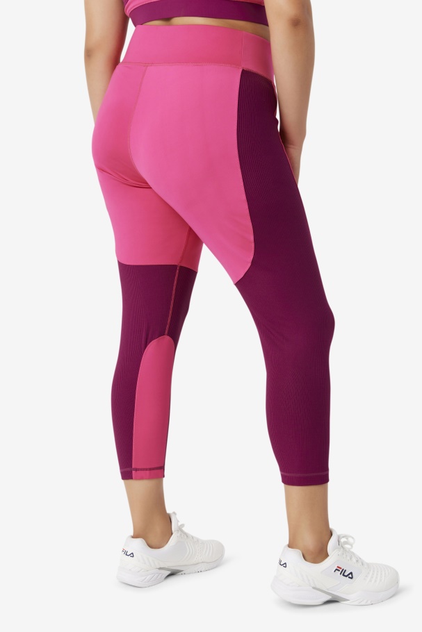 Forza Textured Long Legging Bright Pink/Magenta Purple Fila UK