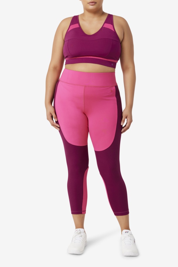 Forza Textured Long Legging Bright Pink/Magenta Purple Fila UK