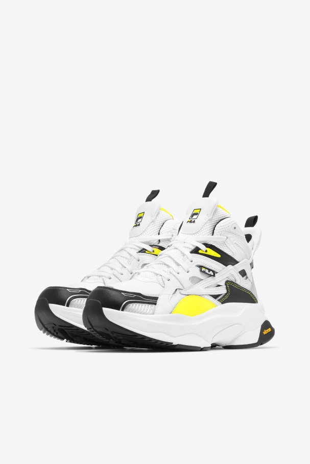 Fila UK Women\'s Hallasan Mid Premium White/Black/Lemon Tonic