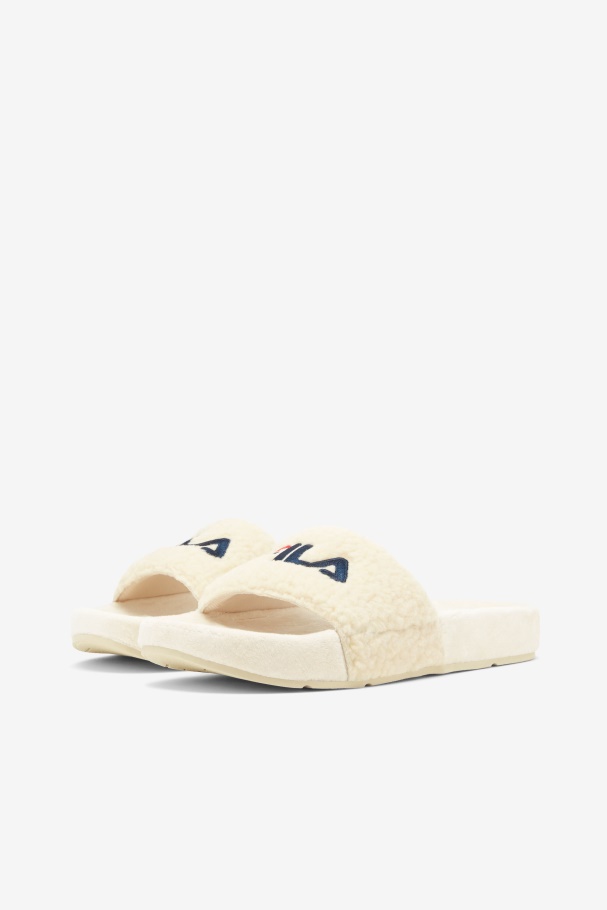 Cream/Navy/Red Fila UK Women\'s Fuzzy Drifter