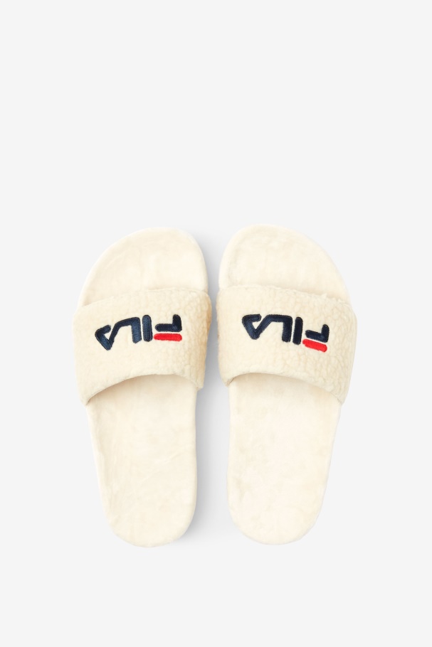 Cream/Navy/Red Fila UK Women\'s Fuzzy Drifter
