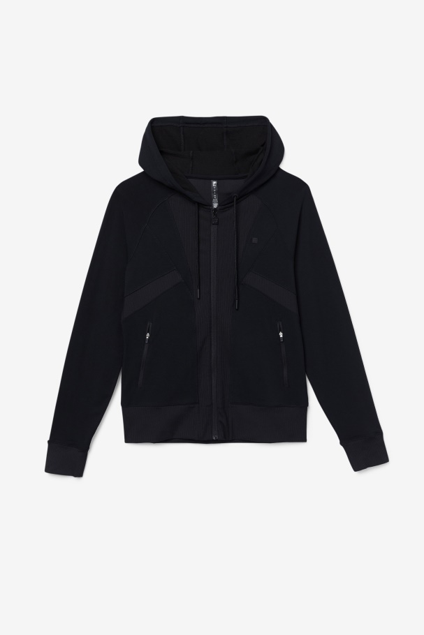 Black Fi-Lux Texture Full Zip Hoodie Fila UK