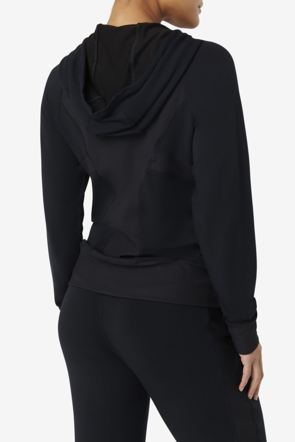 Black Fi-Lux Texture Full Zip Hoodie Fila UK