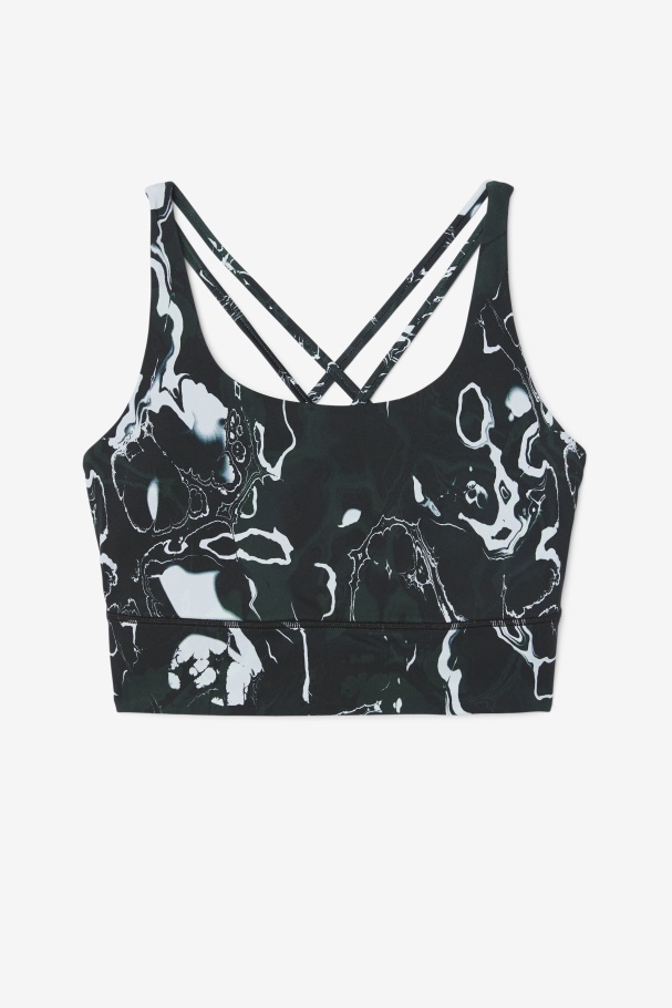 Uplift Cross Back Bra Top Fila UK Black Marble