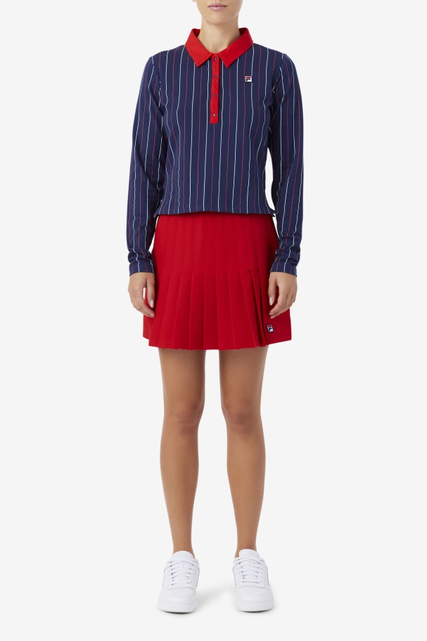 Red Amy Pleated Skirt Fila UK