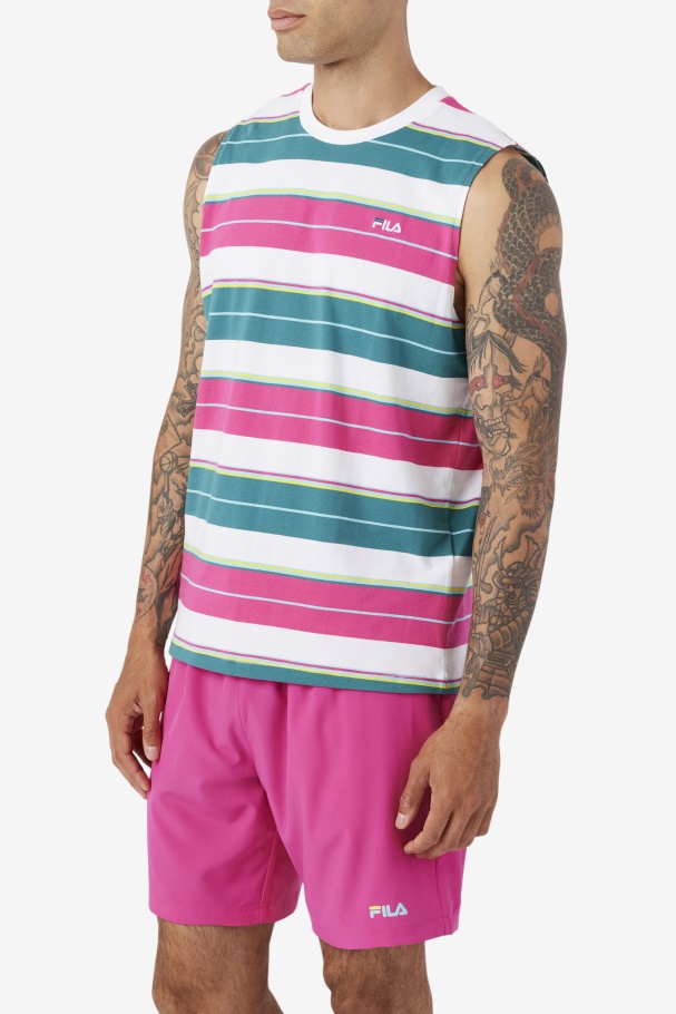 White/Purple/Bayou Sandu Sleeveless Tee Fila UK