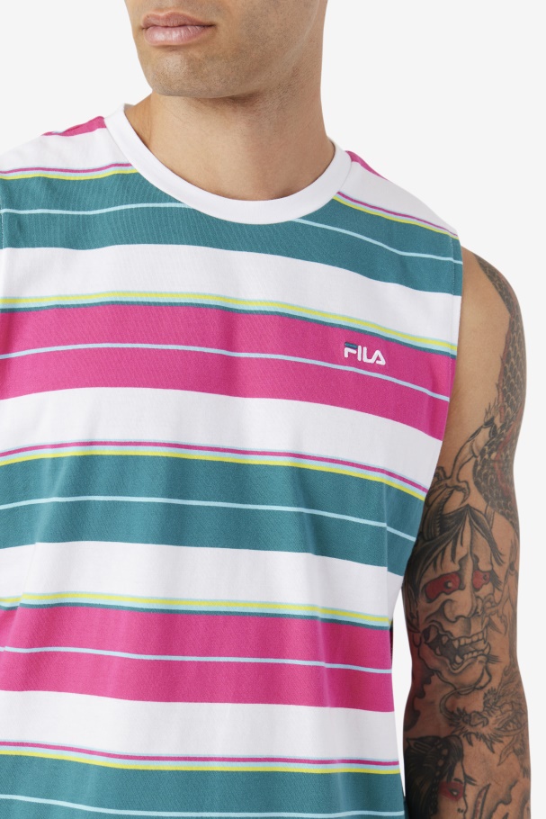White/Purple/Bayou Sandu Sleeveless Tee Fila UK