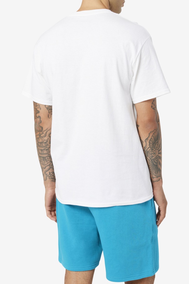 White/Navy/Red Fila UK stacked tee shirt
