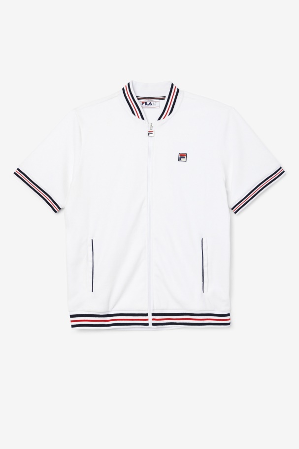 White/Navy Estudio Velour Jacket Fila UK