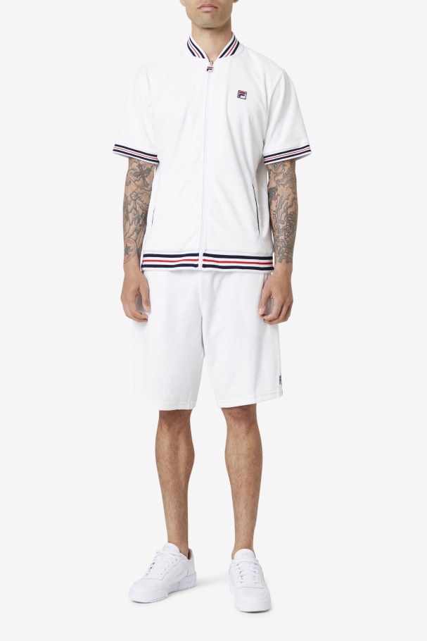White/Navy Estudio Velour Jacket Fila UK