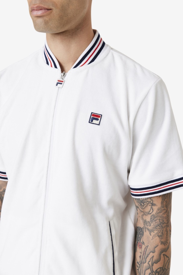 White/Navy Estudio Velour Jacket Fila UK