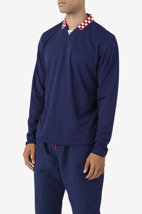 Navy Bevans Park Long Sleeve Tee Fila UK