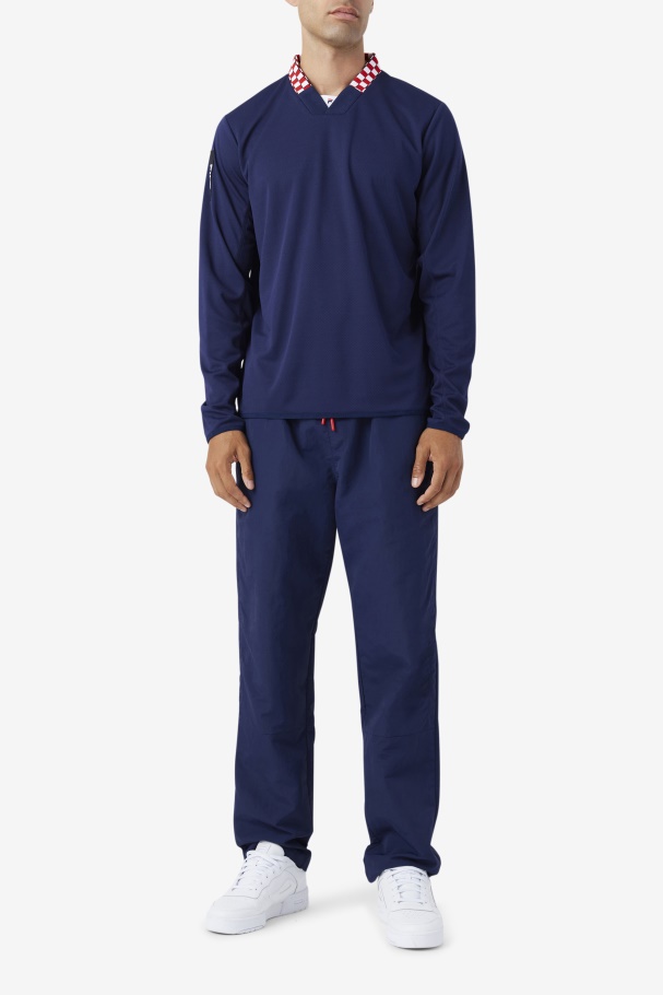 Navy Bevans Park Long Sleeve Tee Fila UK