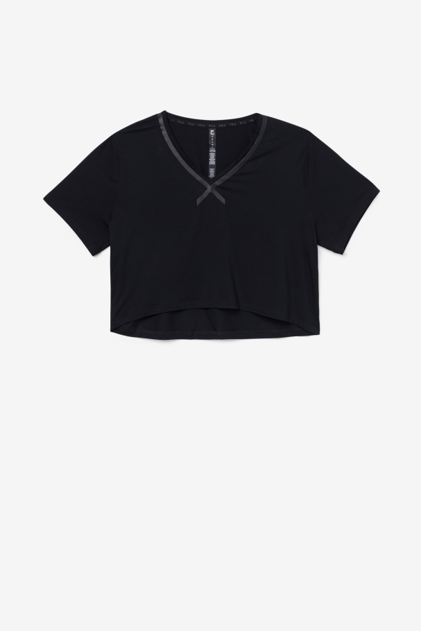 Fi-Lux High-Low Crop Top Black Fila UK