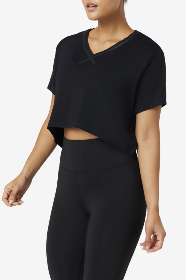 Fi-Lux High-Low Crop Top Black Fila UK