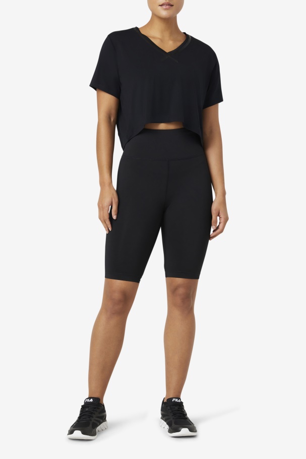 Fi-Lux High-Low Crop Top Black Fila UK