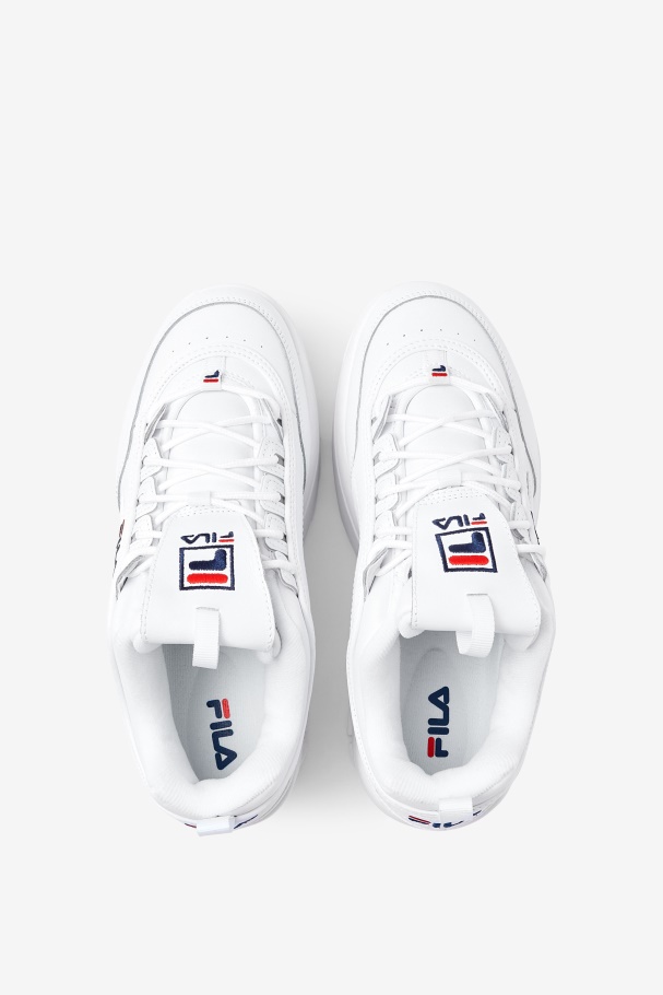 White/Navy/Red Fila UK Women\'s Disruptor 2 Wedge
