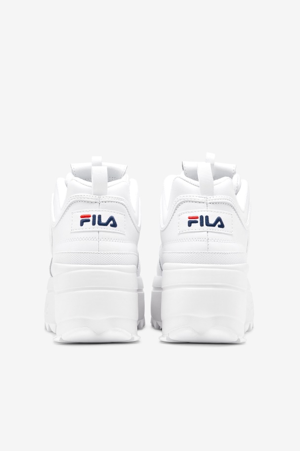 White/Navy/Red Fila UK Women\'s Disruptor 2 Wedge
