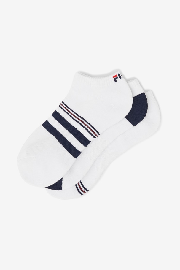 White Fila UK Men\'s Striped No Show Sock 3-Pack
