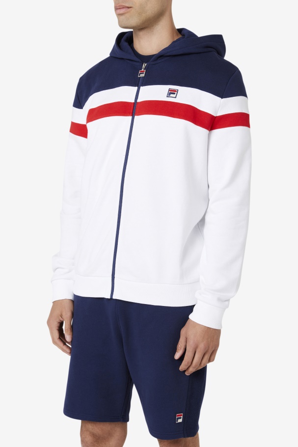 White/Navy/Red Fila UK Arlo Hoodie