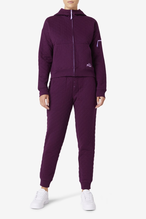 Finley High Rise Quilted Jogger Pickled Beet/Crocus Petal Fila UK