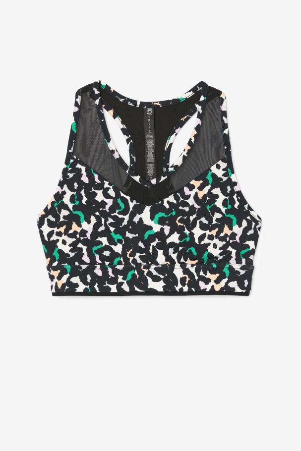 Uplift Racerback Bra Top Fila UK Black Animal