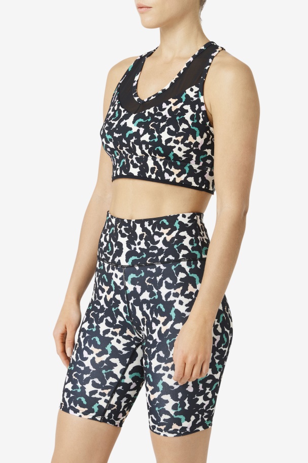 Uplift Racerback Bra Top Fila UK Black Animal
