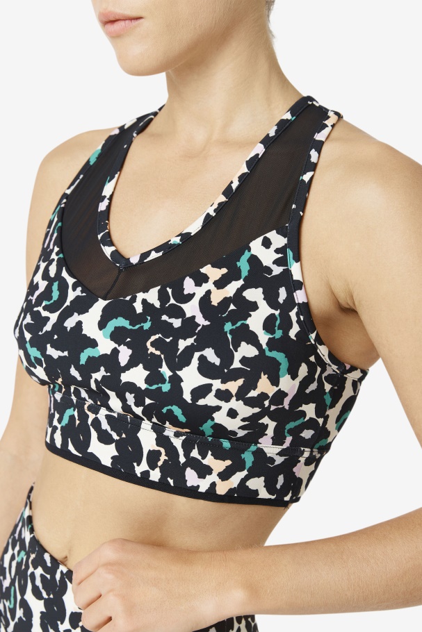Uplift Racerback Bra Top Fila UK Black Animal