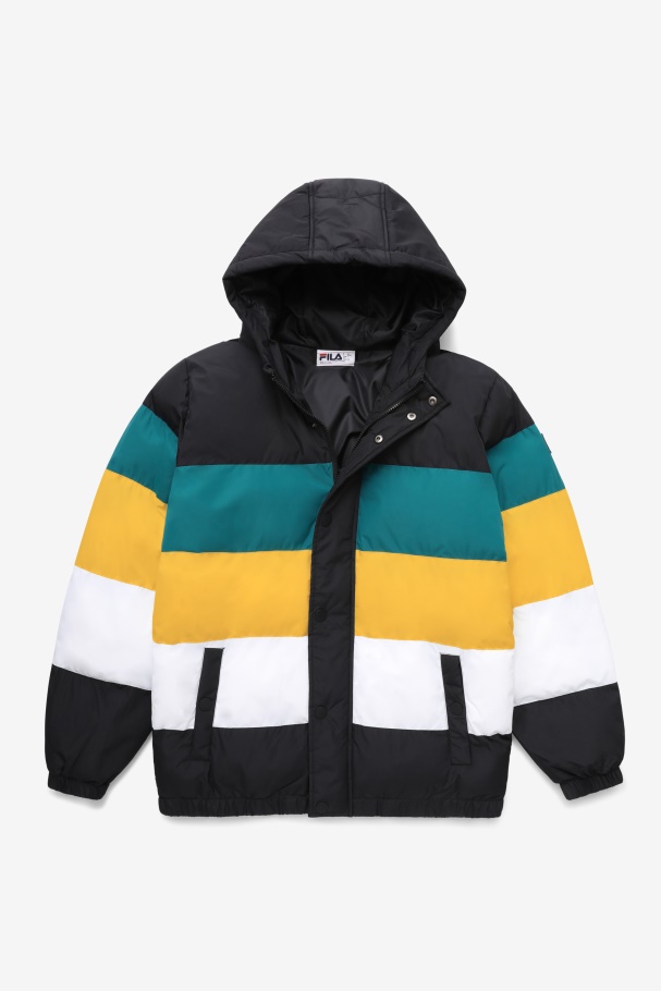 Black/Harbour Blue/Gold Fila UK giovanni puffa jacket