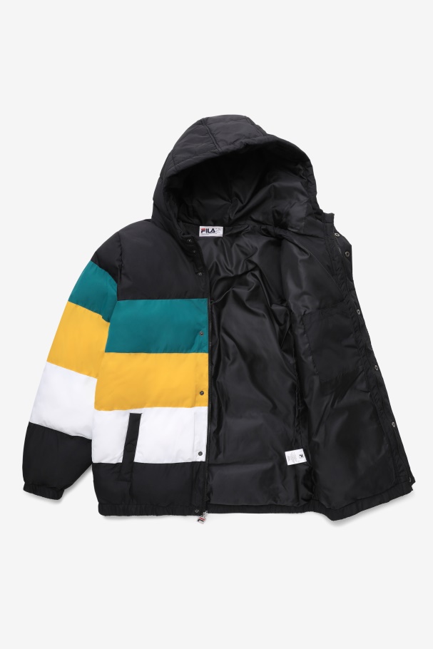 Black/Harbour Blue/Gold Fila UK giovanni puffa jacket
