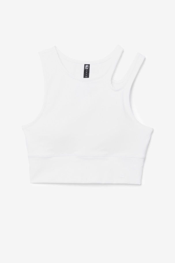 Uplift Slice Crop Bra Top White Fila UK