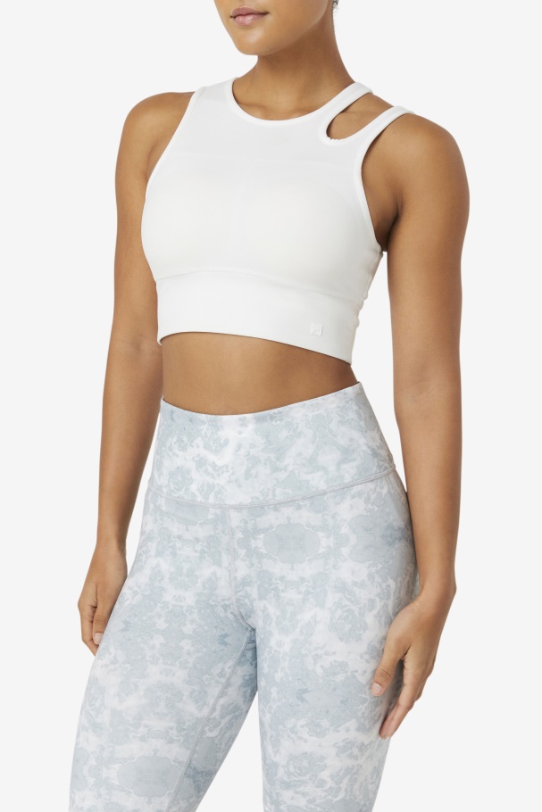 Uplift Slice Crop Bra Top White Fila UK