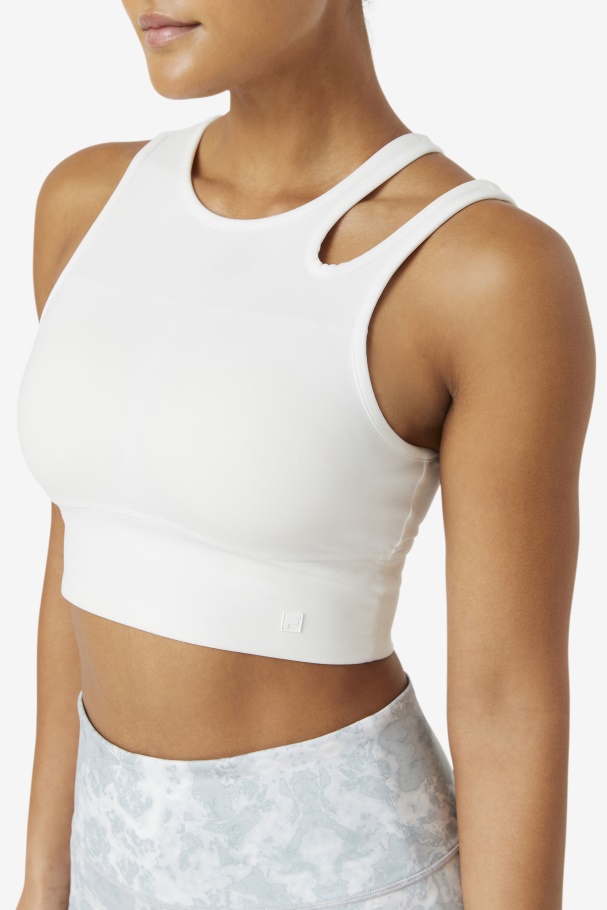 Uplift Slice Crop Bra Top White Fila UK