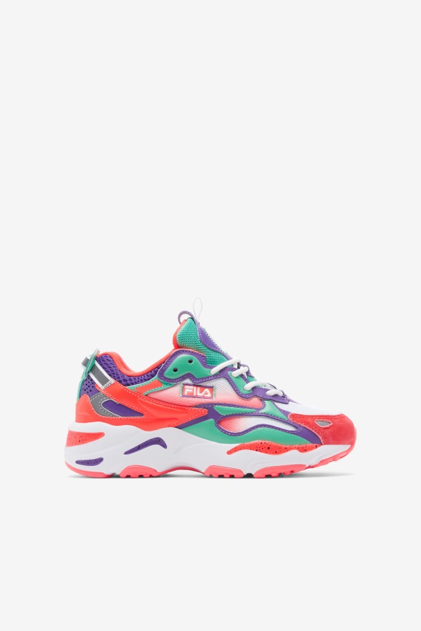 Fila UK Little Kids' Ray Tracer Apex White/Fiery Coral/Purple