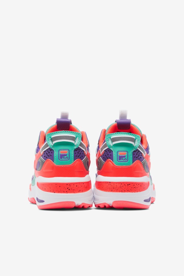 Fila UK Little Kids\' Ray Tracer Apex White/Fiery Coral/Purple