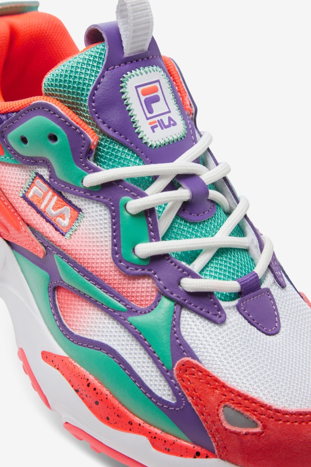 Fila UK Little Kids\' Ray Tracer Apex White/Fiery Coral/Purple