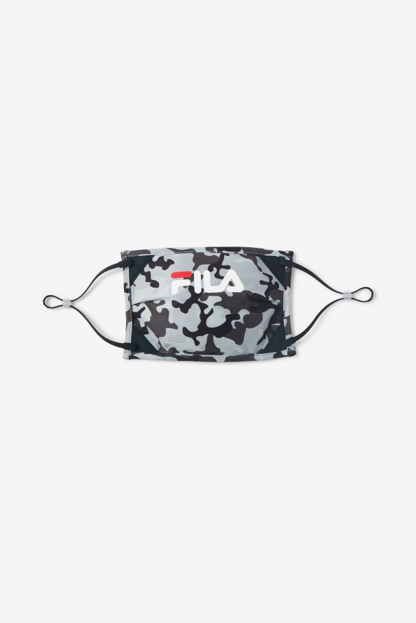 Adjustable Face Mask Black/Grey Camo Fila UK