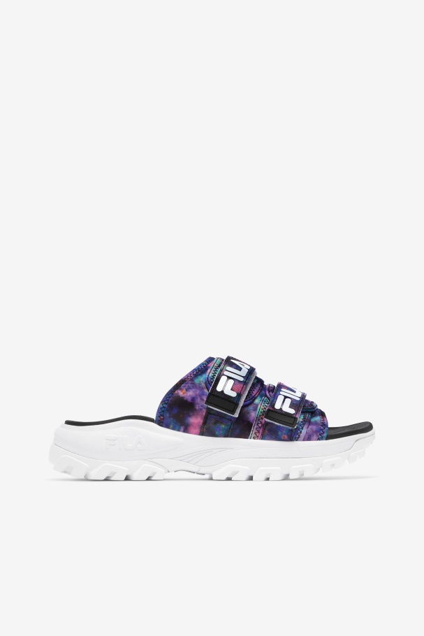 Fila UK Women's Tie Dye Outdoor Slide Multi/Black/White