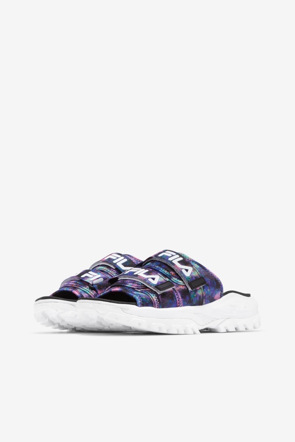 Fila UK Women\'s Tie Dye Outdoor Slide Multi/Black/White