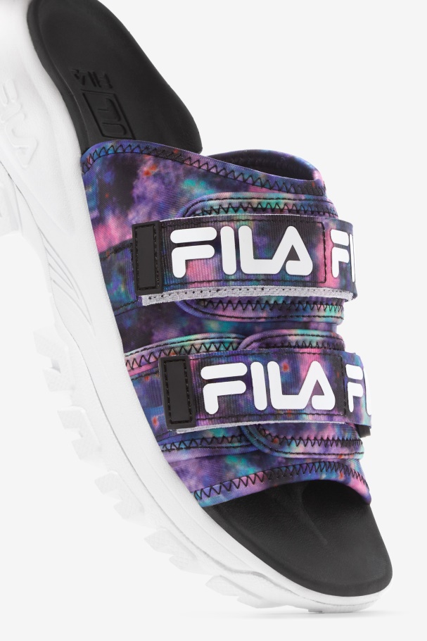 Fila UK Women\'s Tie Dye Outdoor Slide Multi/Black/White
