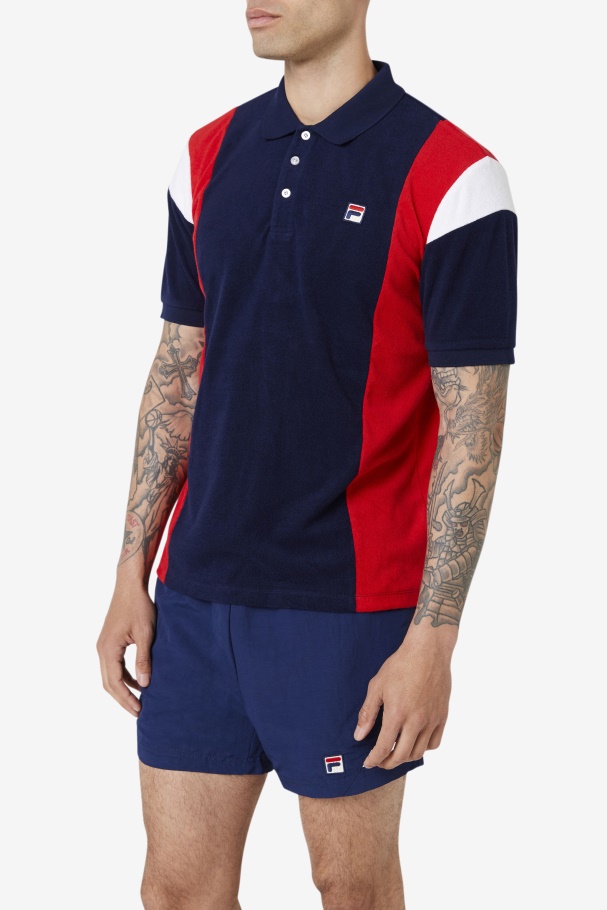 Fila UK Astro Terry Polo Navy/Red/White