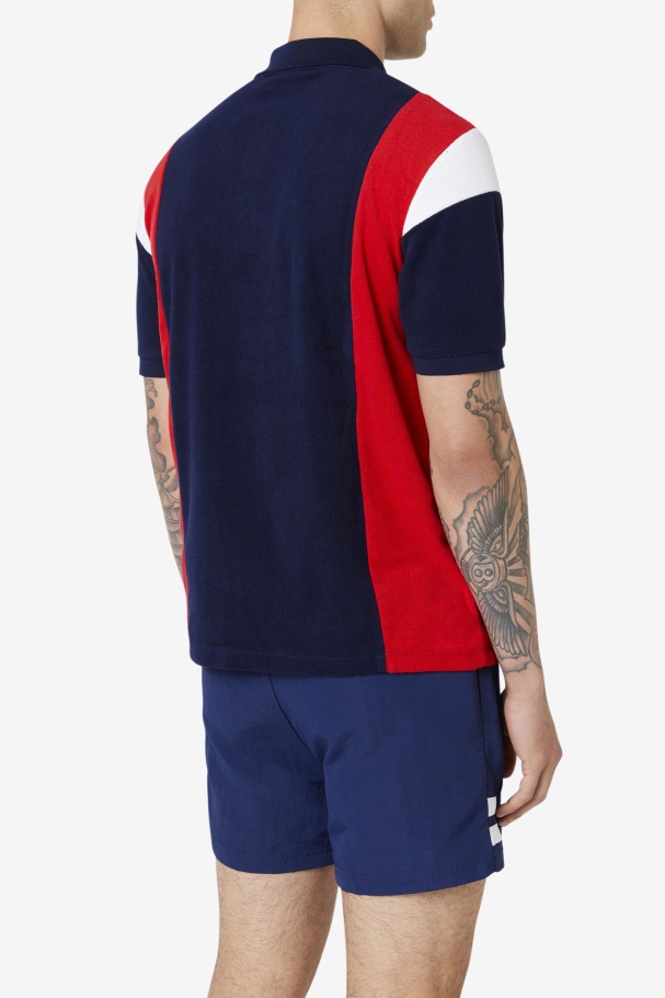 Fila UK Astro Terry Polo Navy/Red/White