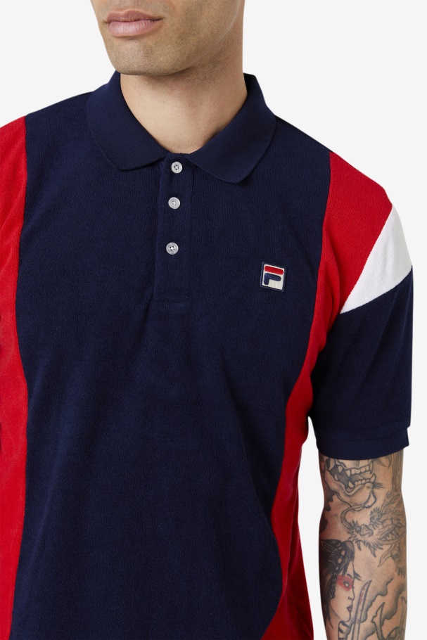Fila UK Astro Terry Polo Navy/Red/White