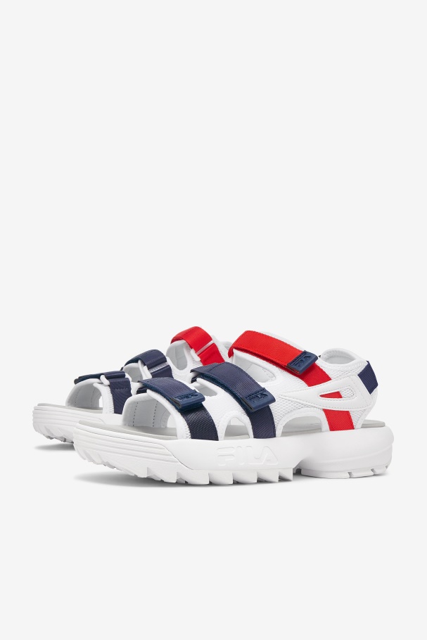 Fila UK Men\'s Disruptor Sandal White/Navy/Red