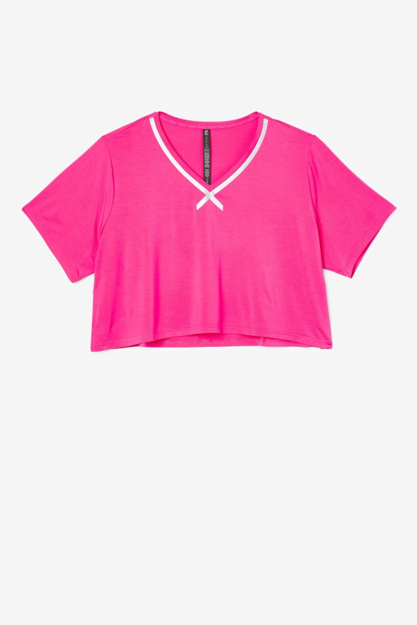 Fi-Lux Hi-Low Crop Top Fila UK Bright Pink