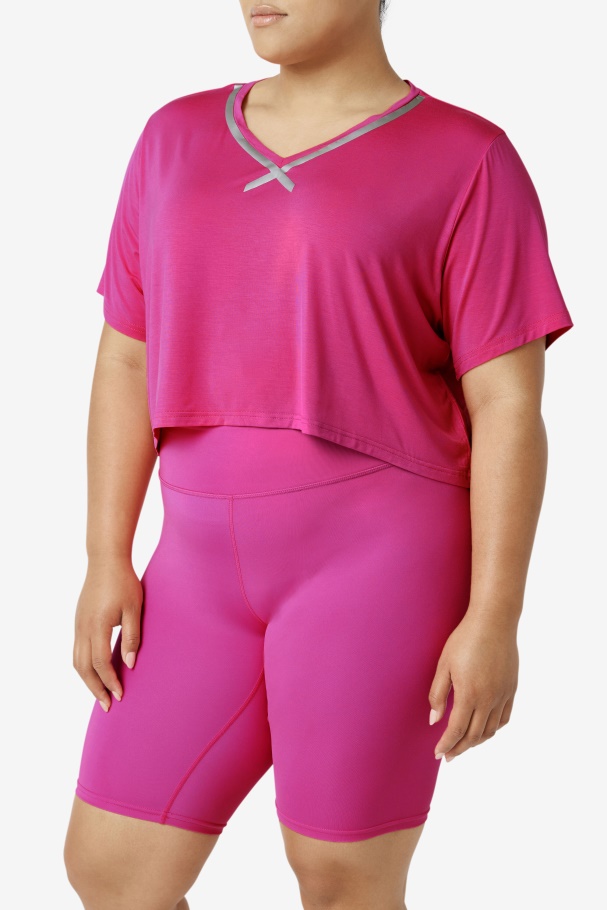 Fi-Lux Hi-Low Crop Top Fila UK Bright Pink